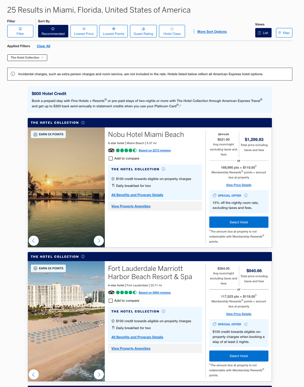 Hotel Collection search results